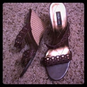 🛍Style&Co Brown Espadrille Wedge Sandals Sz 8